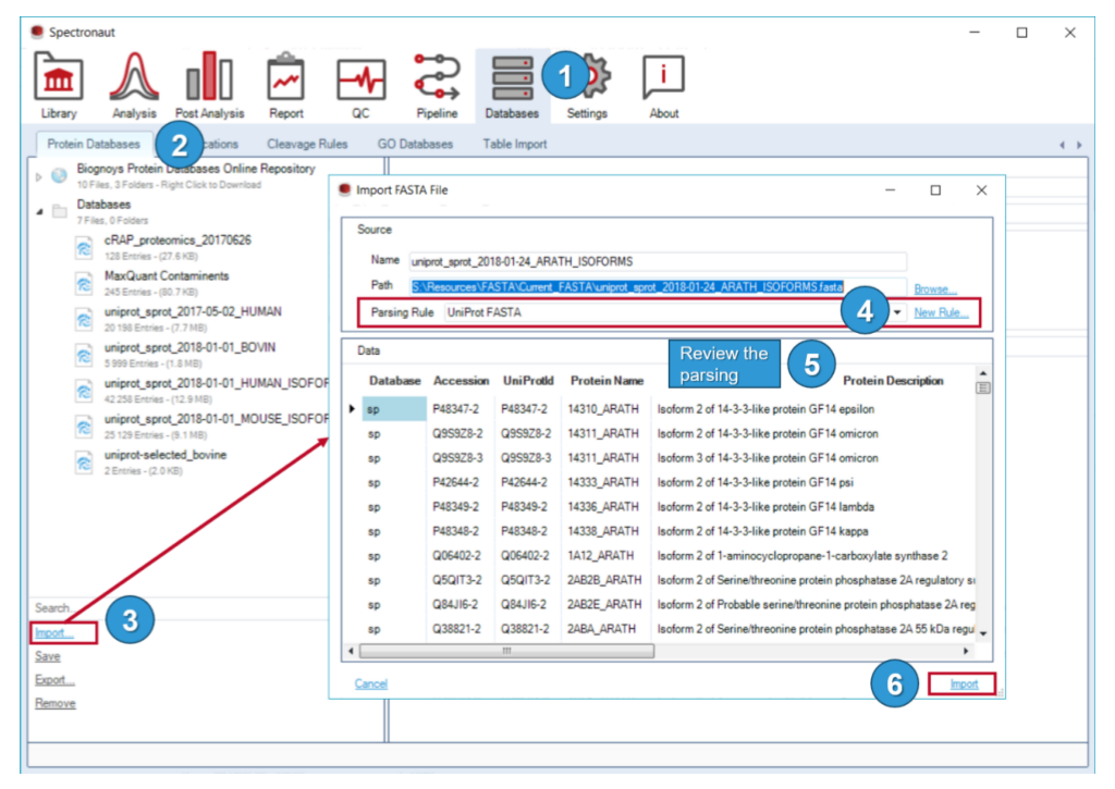 Databases import FASTA